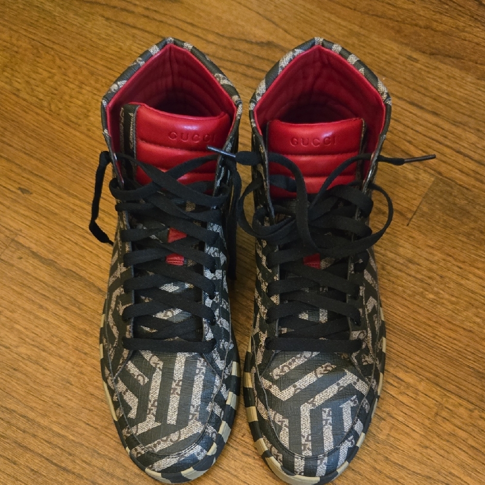 Gucci Caleido Geometric Monogram High-Top Sneakers Sz 8